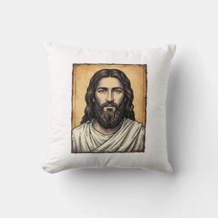 Vintage Engraved Religious Portrait Shirt Design_1 Cushion