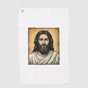 Vintage Engraved Religious Portrait Shirt Design_1 Golf Towel