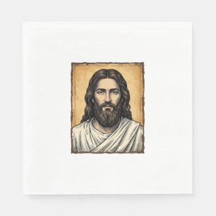 Vintage Engraved Religious Portrait Shirt Design_1 Napkin