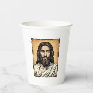 Vintage Engraved Religious Portrait Shirt Design_1 Paper Cups
