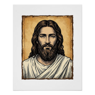 Vintage Engraved Religious Portrait Shirt Design_1 Poster