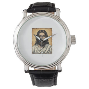 Vintage Engraved Religious Portrait Shirt Design_1 Watch