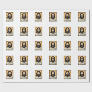 Vintage Engraved Religious Portrait Shirt Design_1 Wrapping Paper