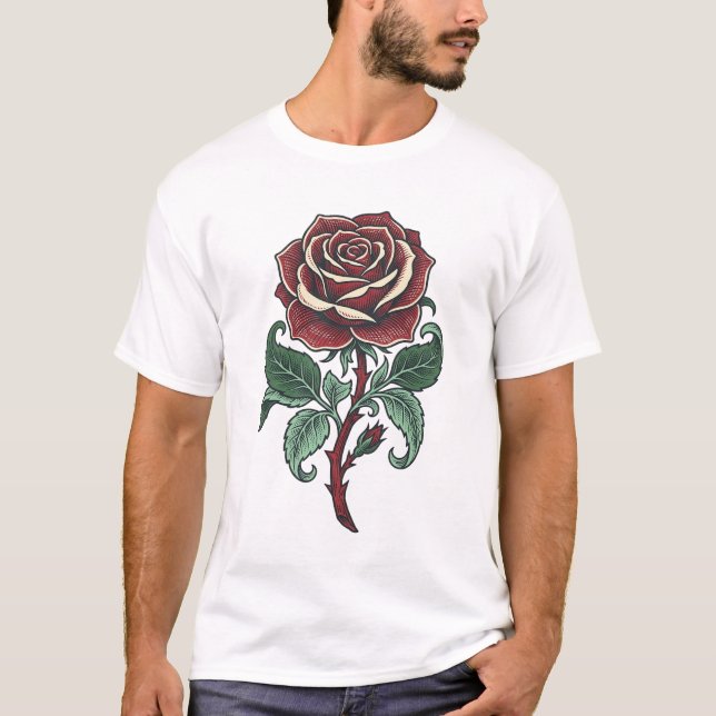 Vintage Engraved Rose Floral Shirt Design_1 (Front)