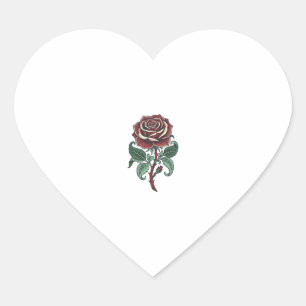 Vintage Engraved Rose Floral Shirt Design_1 Heart Sticker
