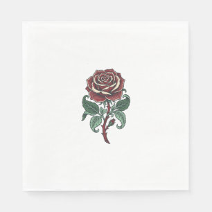 Vintage Engraved Rose Floral Shirt Design_1 Napkin