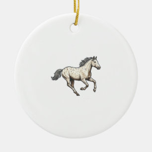 Vintage Engraved Running Appaloosa Horse Design_1 Ceramic Tree Decoration