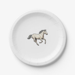 Vintage Engraved Running Appaloosa Horse Design_1 Paper Plate