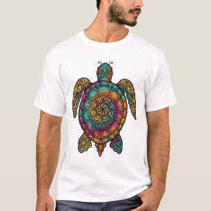 Vintage Engraved Sea Turtle Tribal Vector Art_1 T-Shirt
