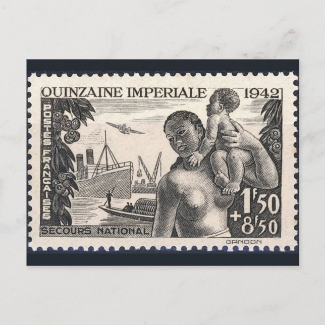 Vintage Engraved Stamp Postcard (Front)