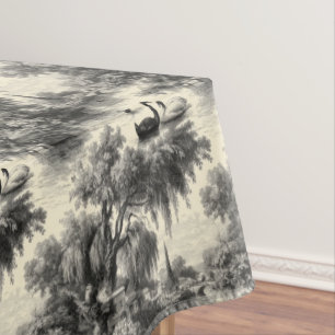 Vintage Engraved Toile de Jouy Seamless Pattern Tablecloth