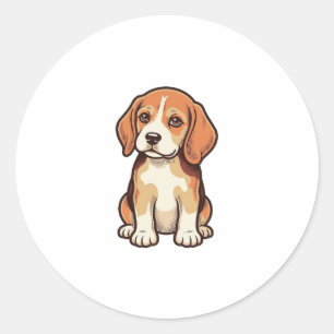 Vintage Engraving Beagle Puppy Vector Art_1 Classic Round Sticker