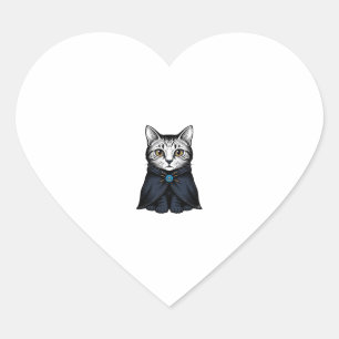 Vintage Engraving Cat Portrait Illustration Design Heart Sticker