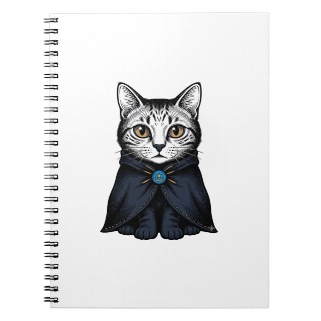 Vintage Engraving Cat Portrait Illustration Design Notebook (Front)