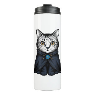 Vintage Engraving Cat Portrait Illustration Design Thermal Tumbler