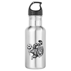 Vintage Engraving Cat Soccer Kick Shirt Design (4) 532 Ml Water Bottle