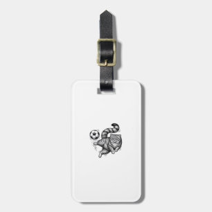 Vintage Engraving Cat Soccer Kick Shirt Design (4) Luggage Tag