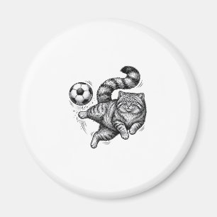 Vintage Engraving Cat Soccer Kick Shirt Design (4) Magnet