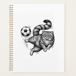 Vintage Engraving Cat Soccer Kick Shirt Design (4) Planner