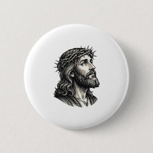 Vintage Engraving Crown of Thorns Portrait Design_ 6 Cm Round Badge