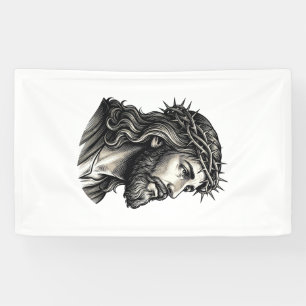 Vintage Engraving Crown of Thorns Portrait Design_ Banner