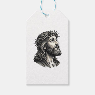Vintage Engraving Crown of Thorns Portrait Design_ Gift Tags