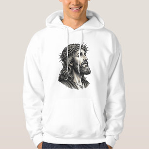 Vintage Engraving Crown of Thorns Portrait Design_ Hoodie
