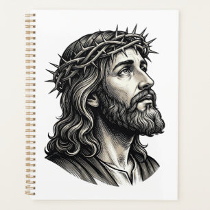 Vintage Engraving Crown of Thorns Portrait Design_ Planner