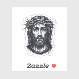 Vintage Engraving Crown of Thorns Sacred Portrait