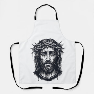 Vintage Engraving Crown of Thorns Sacred Portrait  Apron