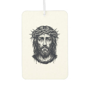 Vintage Engraving Crown of Thorns Sacred Portrait Car Air Freshener