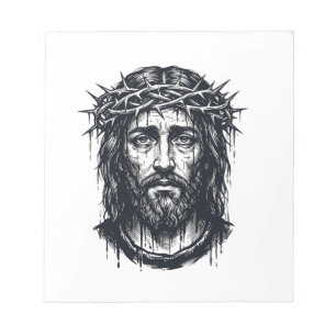 Vintage Engraving Crown of Thorns Sacred Portrait Notepad