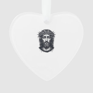 Vintage Engraving Crown of Thorns Sacred Portrait Ornament