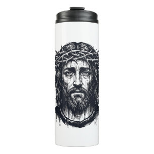 Vintage Engraving Crown of Thorns Sacred Portrait Thermal Tumbler