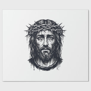Vintage Engraving Crown of Thorns Sacred Portrait  Wrapping Paper