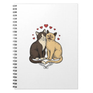 Vintage Engraving Cute Cat Couple Love Design_1 Notebook