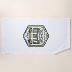 Vintage Engraving Dad Mountain Badge Shirt Design_ Beach Towel