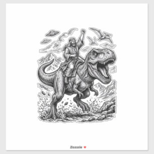 Vintage Engraving Dinosaur Rider Graphic Tee_1
