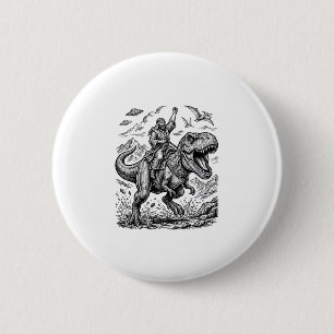 Vintage Engraving Dinosaur Rider Graphic Tee_1 6 Cm Round Badge