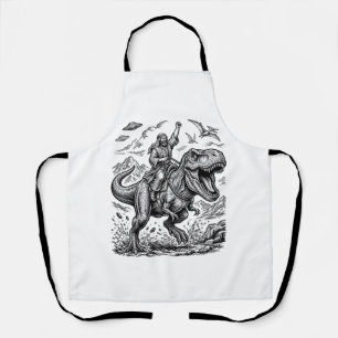 Vintage Engraving Dinosaur Rider Graphic Tee_1 Apron
