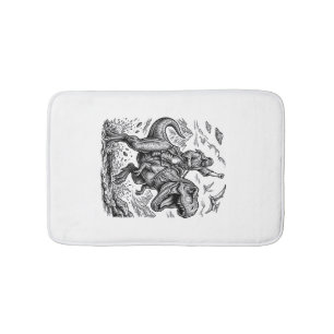 Vintage Engraving Dinosaur Rider Graphic Tee_1 Bath Mat