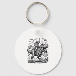 Vintage Engraving Dinosaur Rider Graphic Tee_1 Key Ring