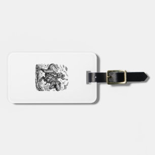 Vintage Engraving Dinosaur Rider Graphic Tee_1 Luggage Tag