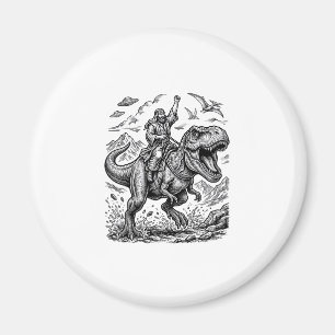 Vintage Engraving Dinosaur Rider Graphic Tee_1 Magnet