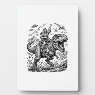 Vintage Engraving Dinosaur Rider Graphic Tee_1 Plaque