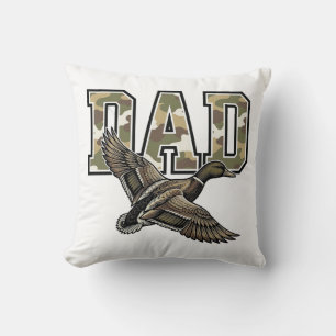 Vintage Engraving Duck Dad Camo Vector Shirt Desig Cushion