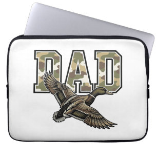 Vintage Engraving Duck Dad Camo Vector Shirt Desig Laptop Sleeve
