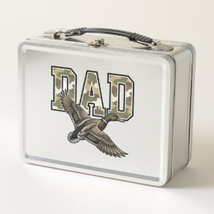 Vintage Engraving Duck Dad Camo Vector Shirt Desig Metal Lunch Box