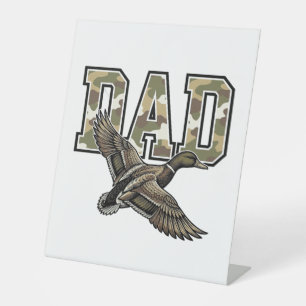 Vintage Engraving Duck Dad Camo Vector Shirt Desig Pedestal Sign
