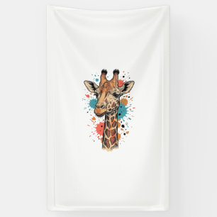 Vintage Engraving Giraffe Art White Shirt Design ( Banner